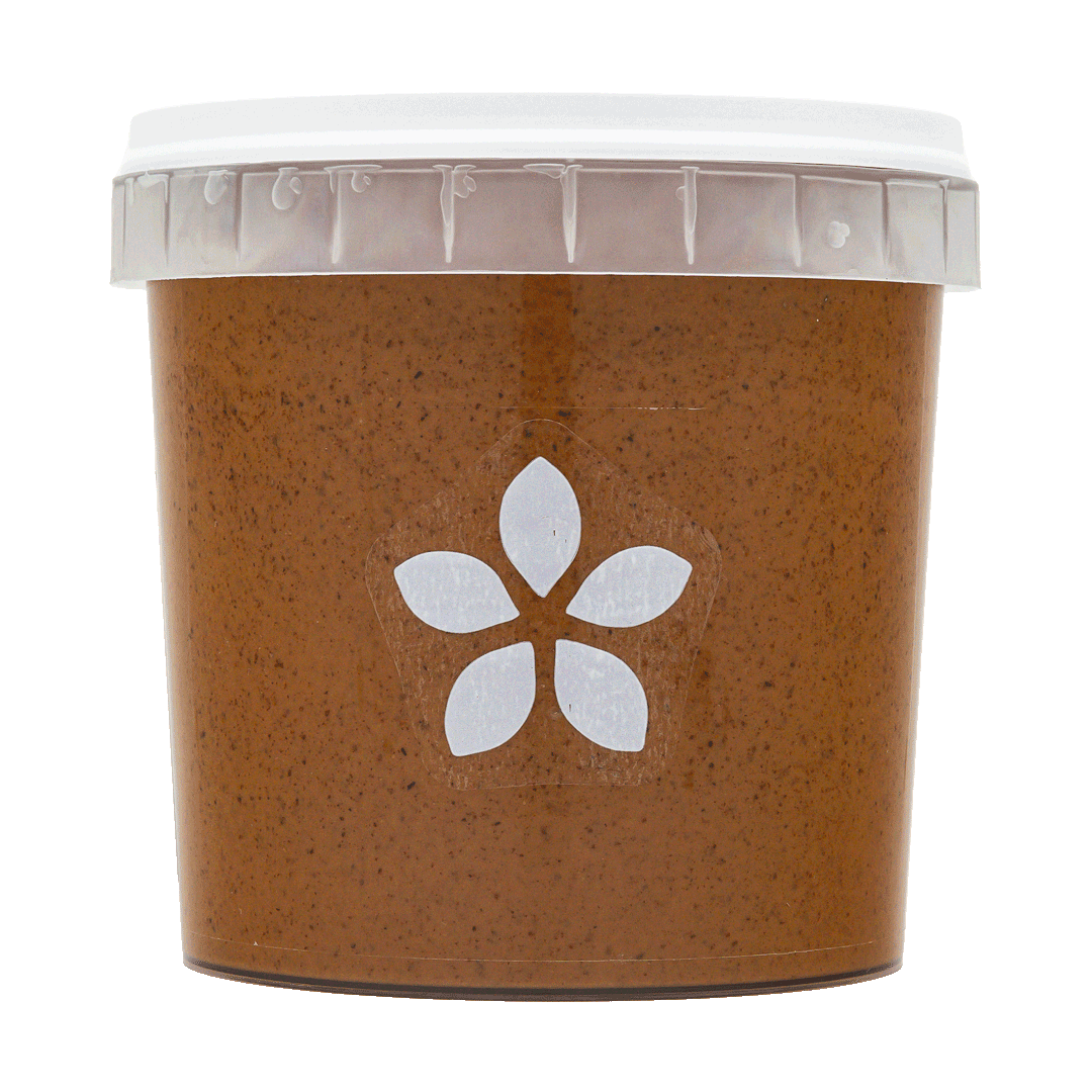 ALMOND • with skin. creamy paste of roasted kernels. no additives.