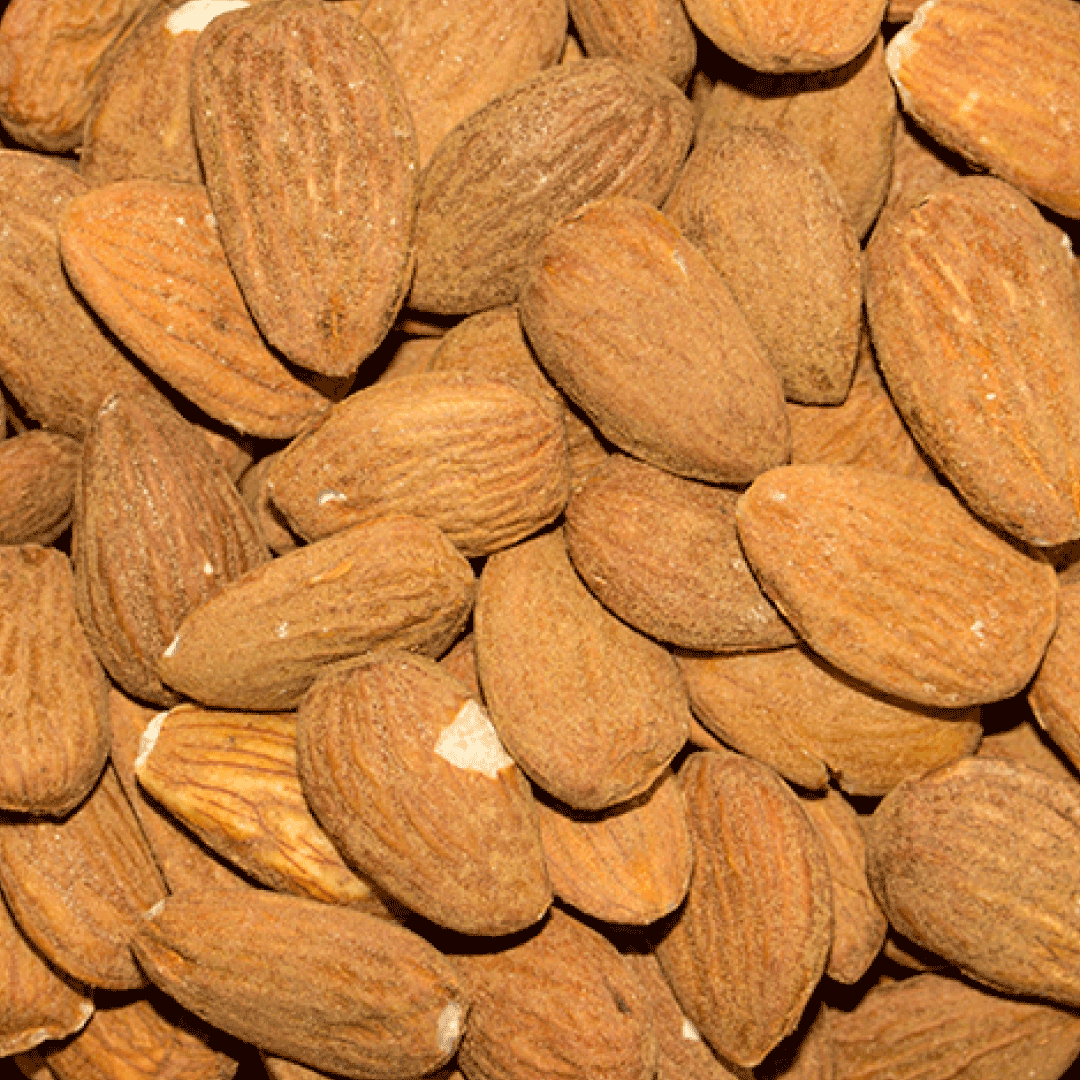 Close-up of a pile of almonds