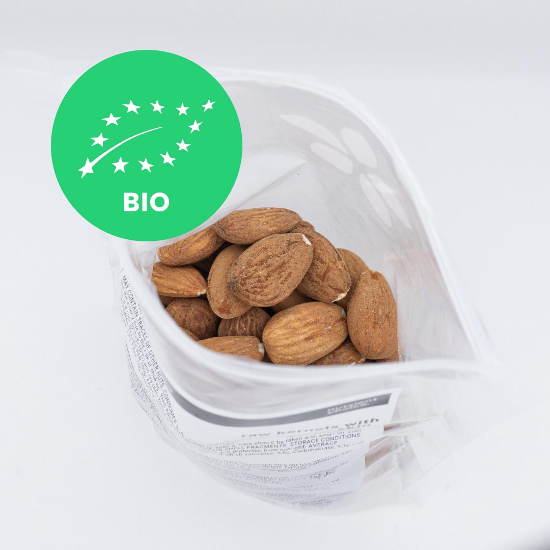ALMONDS • with skin. raw. no additives. organic.