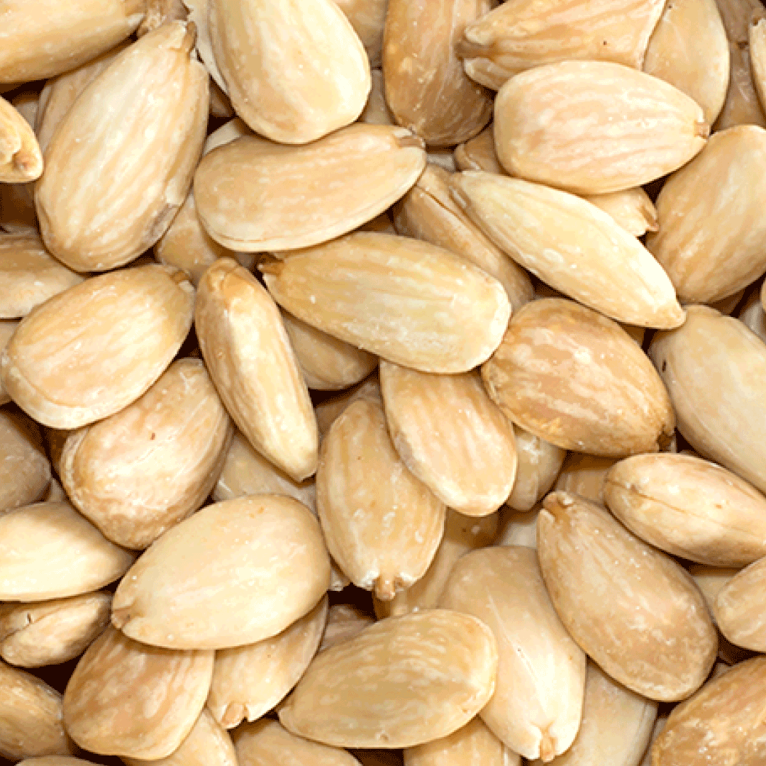 Close-up of a pile of roasted almonds