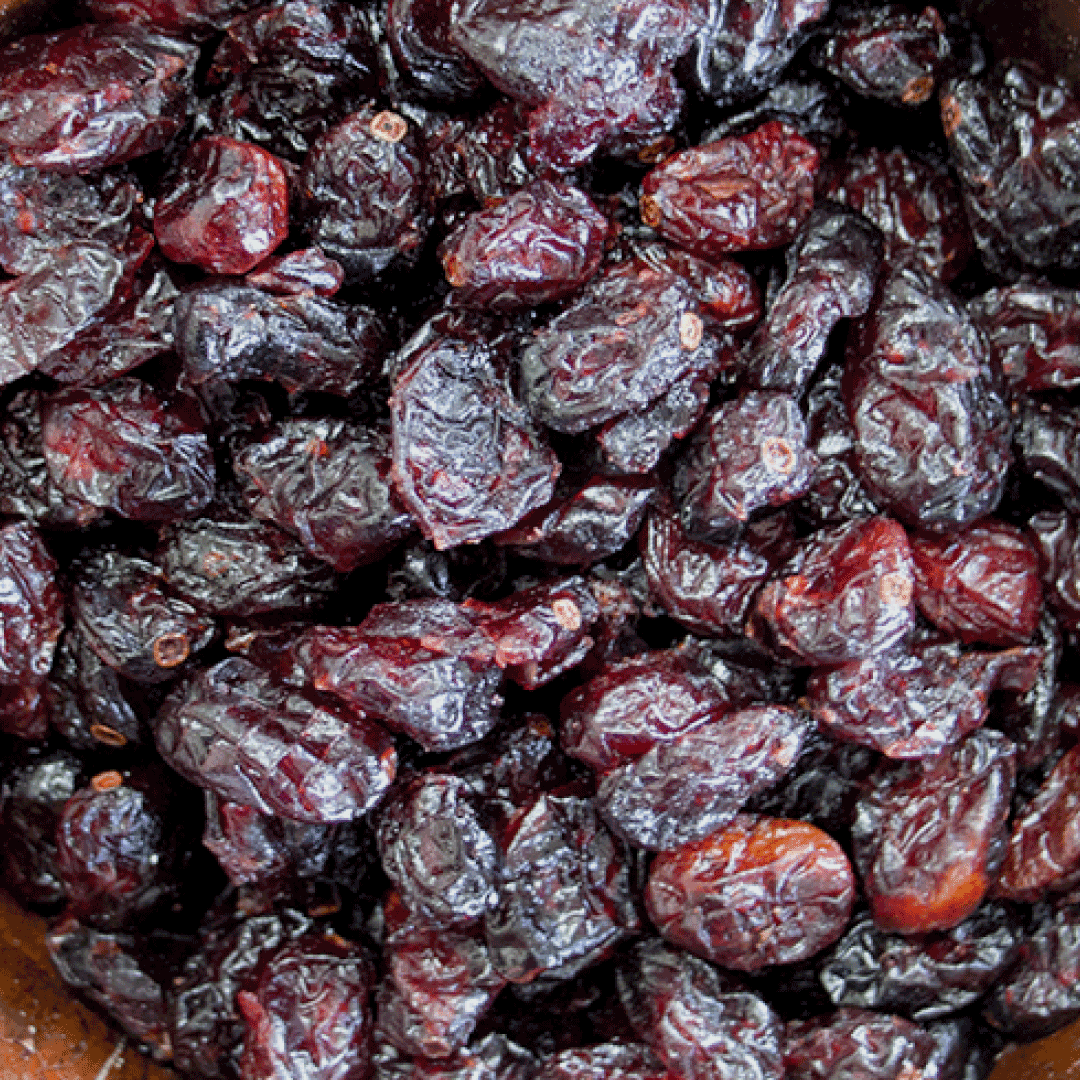 Close-up of dried cranberries