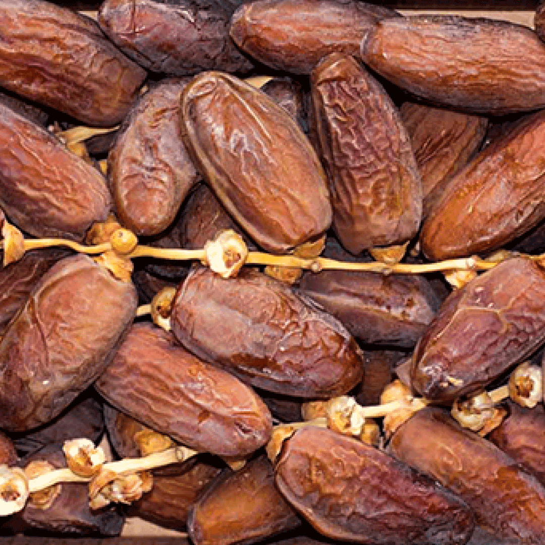 Close-up of dried dates with a focus on texture and color.