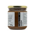 300g glass jar of hazelnut spread with a label on a black background