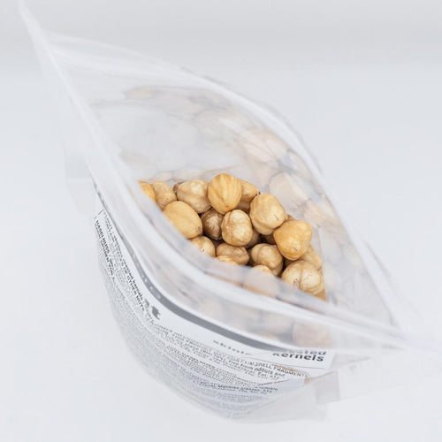 Roasted skinless hazelnuts in resealable bag