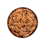 Pecans in a wooden bowl on a black background