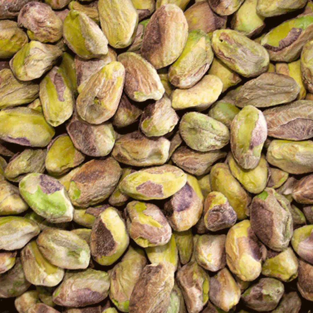 Close-up of pistachios with a focus on texture and color.