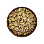 Pistachios in a brown bowl on a black background