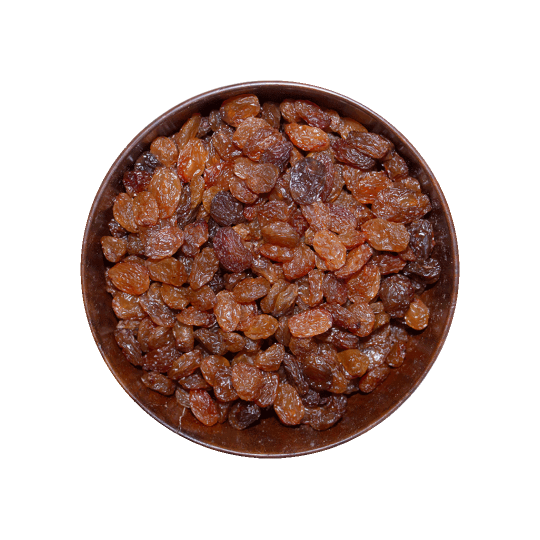bowl filled with raisins on a black background
