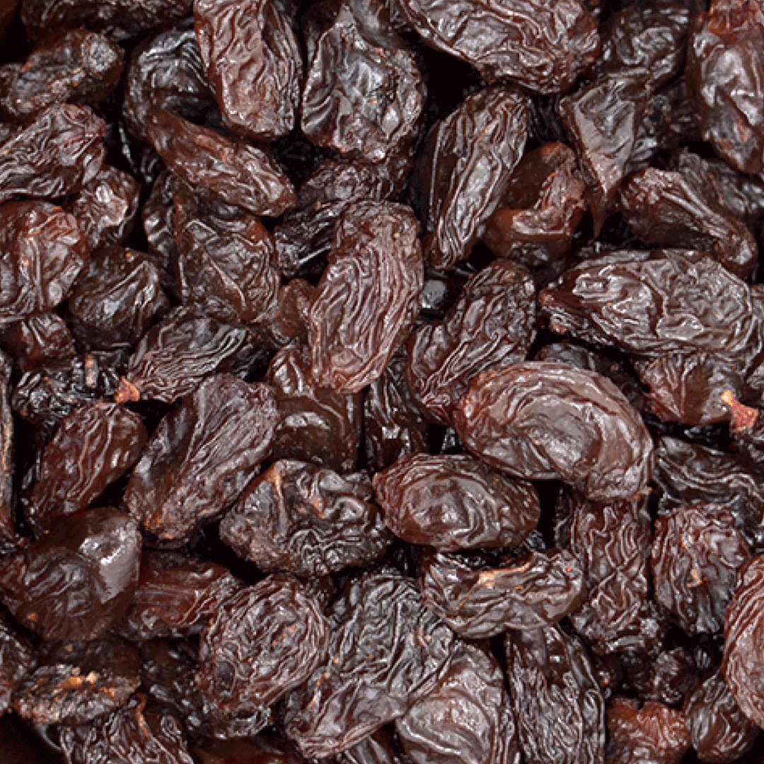 Close-up of dark raisins