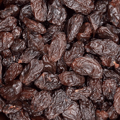 Close-up of dark raisins