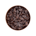 Bowl of raisins on a black background