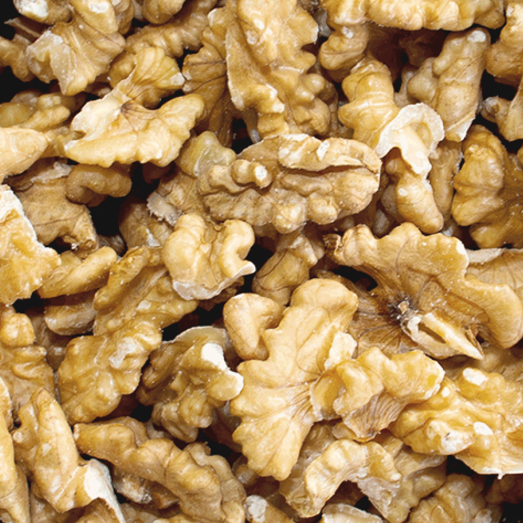 Close-up of walnuts with a focus on texture and color.